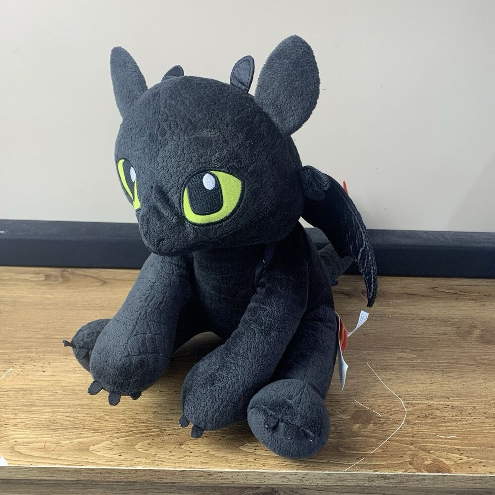 Build A Bear - How to Train Your Dragon Toothless 14" Plush Black Wings Red Tail